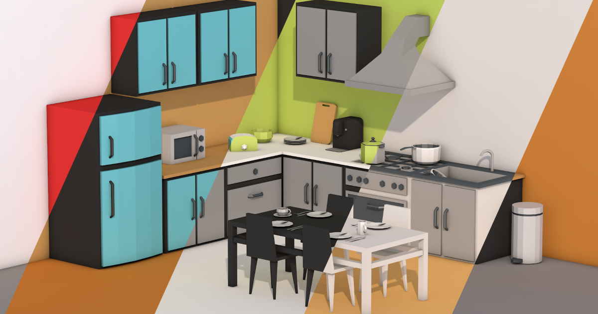 Kitchen Unity Box JL - Customizable Low Poly Kitchen Asset Pack | 3D Electronics | Unity ...