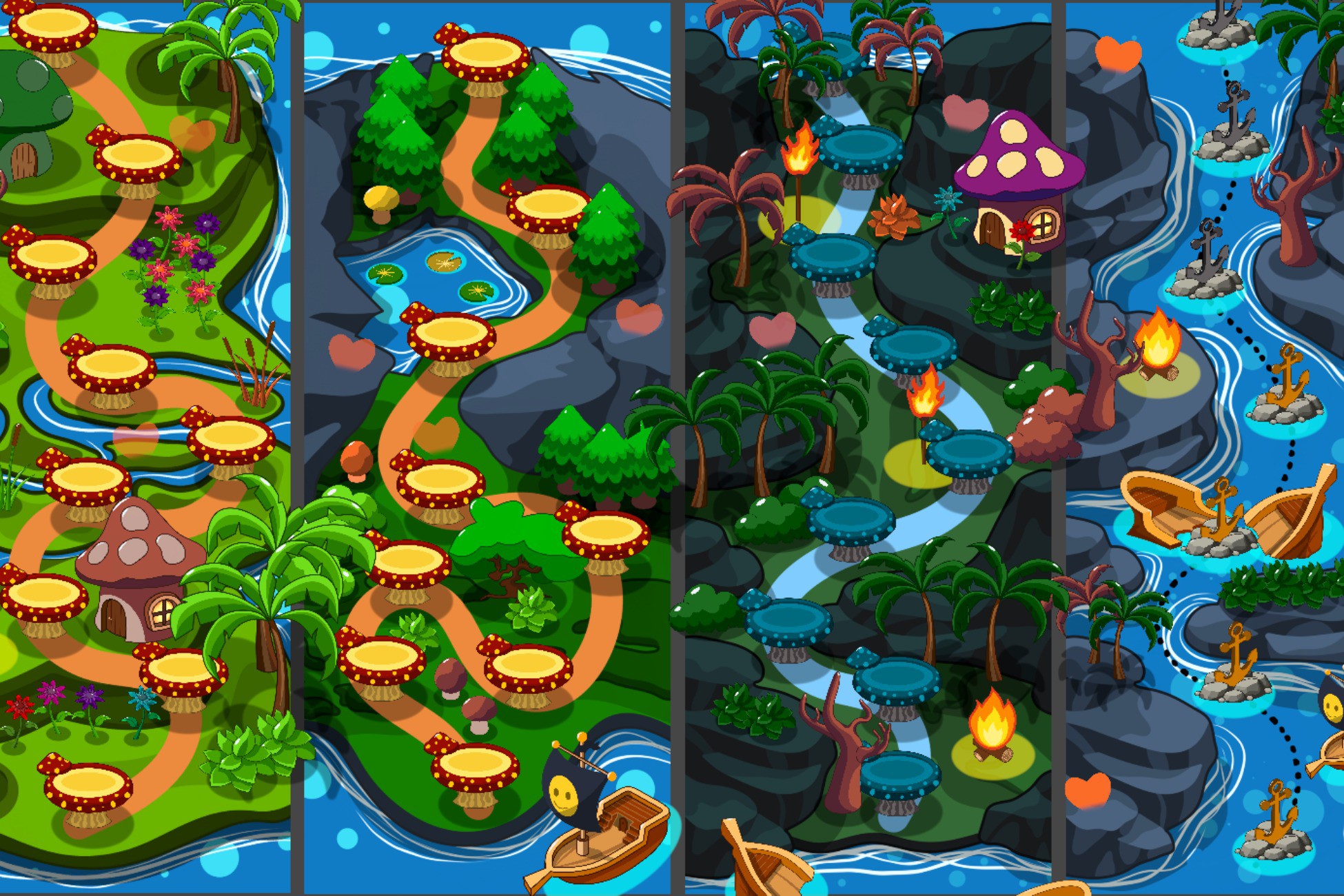 Stylized Forest Progress Map Pack (2D) | 2D Environments | Unity Asset ...