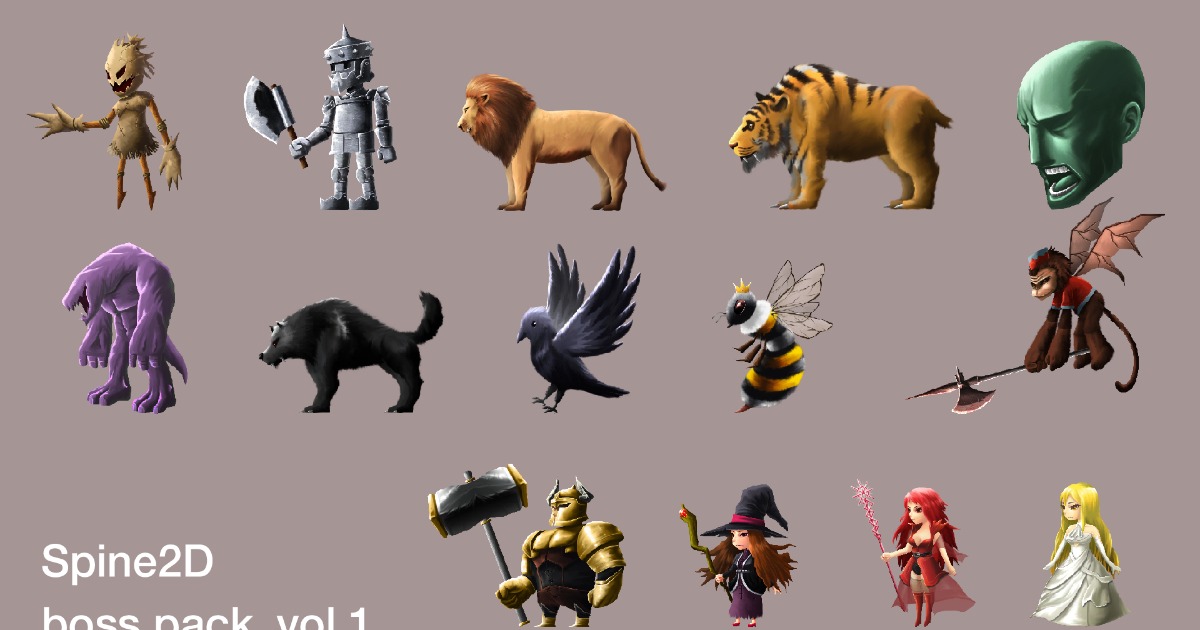 Spine2D 14 boss pack_vol.1 | 2D Characters | Unity Asset Store