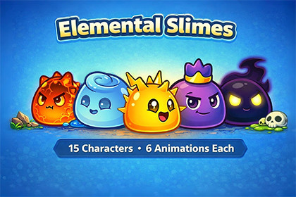 15 Elemental Slimes 2D Character Pack