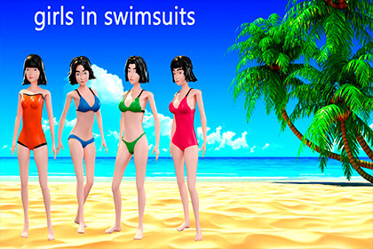 Cartoon characters - girls in swimsuits