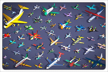 51 Stylized Low Poly Air Vehicles Mega Pack — Planes, Helicopters & Fighter Jets