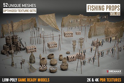 Medieval Fishing Props – Tools & Traps Pack Vol. 1