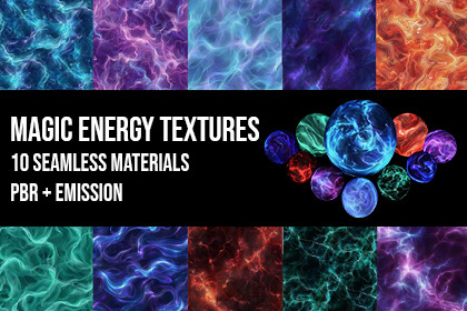 Magic Energy Seamless Textures – Free Pack (10 Textures, PBR + Emission)