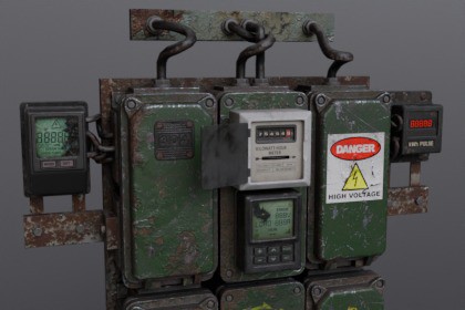 Industrial Power Control Panel – Game‑Ready