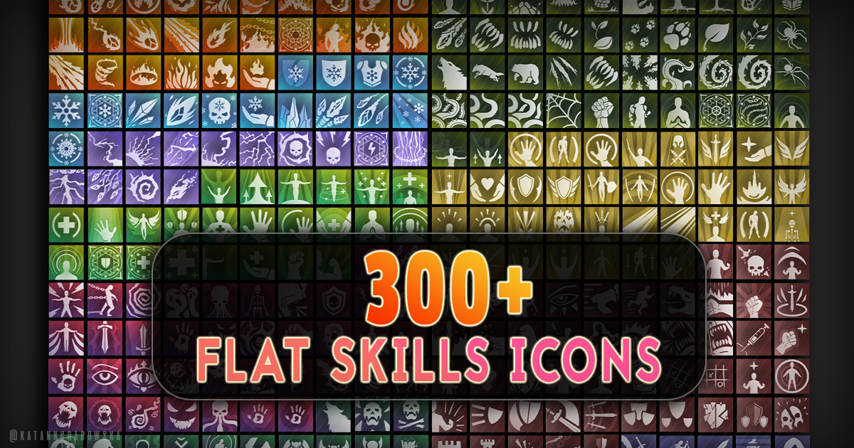 Unity Tools Icons Set 300+ Flat Icons Skills | 2D Icons | Unity Asset Store