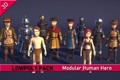 LowpolyPack_Modular Human Hero