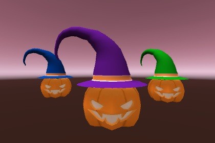 Stylized Witch Hat Jack-o'-Lanterns - Halloween 3D Props