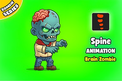 Brain Zombie - 2D Animated Character (Spine)
