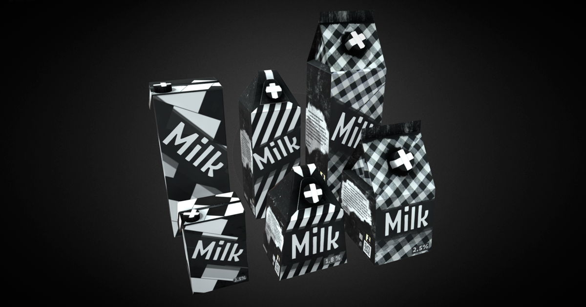 Milk Cartons Low Poly 2K PBR | 3D Food | Unity Asset Store