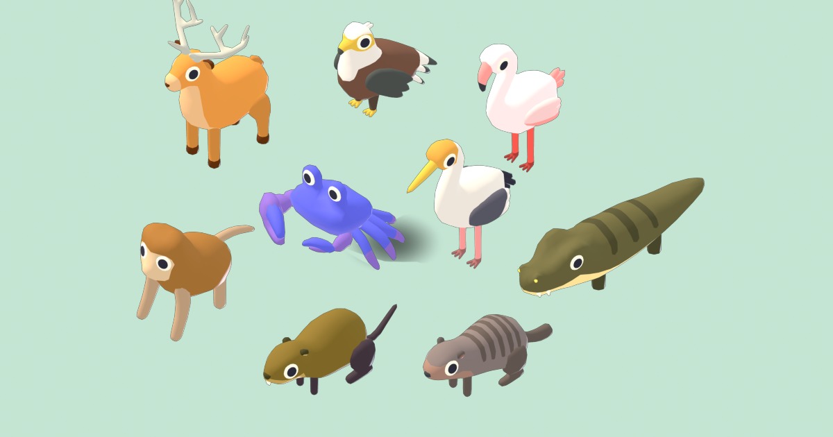 Anials Unity Quirky Series - Wetland Animals Vol 2 | 3D Animals | Unity Asset Store