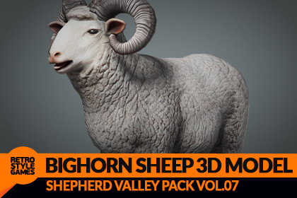 Bighorn Sheep Ram 3D Model Low Poly Rigged Animated Male