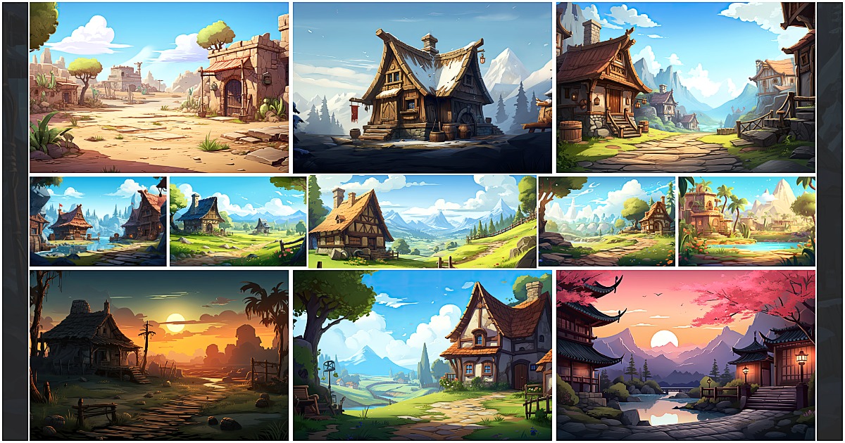BACKGROUND - Stylized Village 1 | 2D Environments | Unity Asset Store