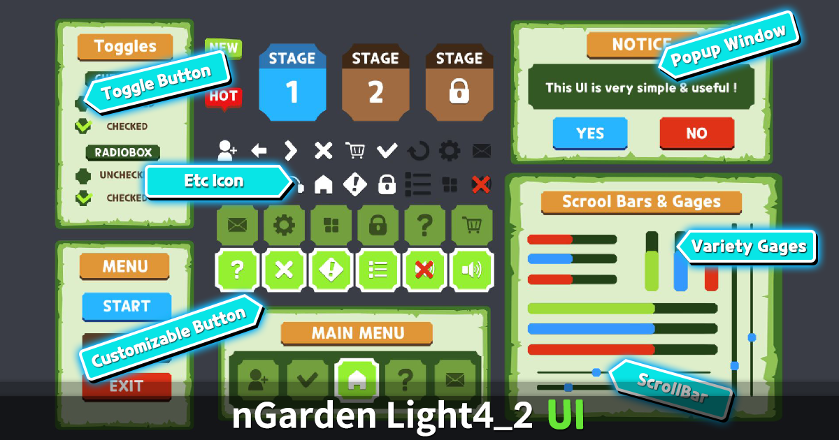 nGarden Light 4-2 UI | 2D GUI | Unity Asset Store