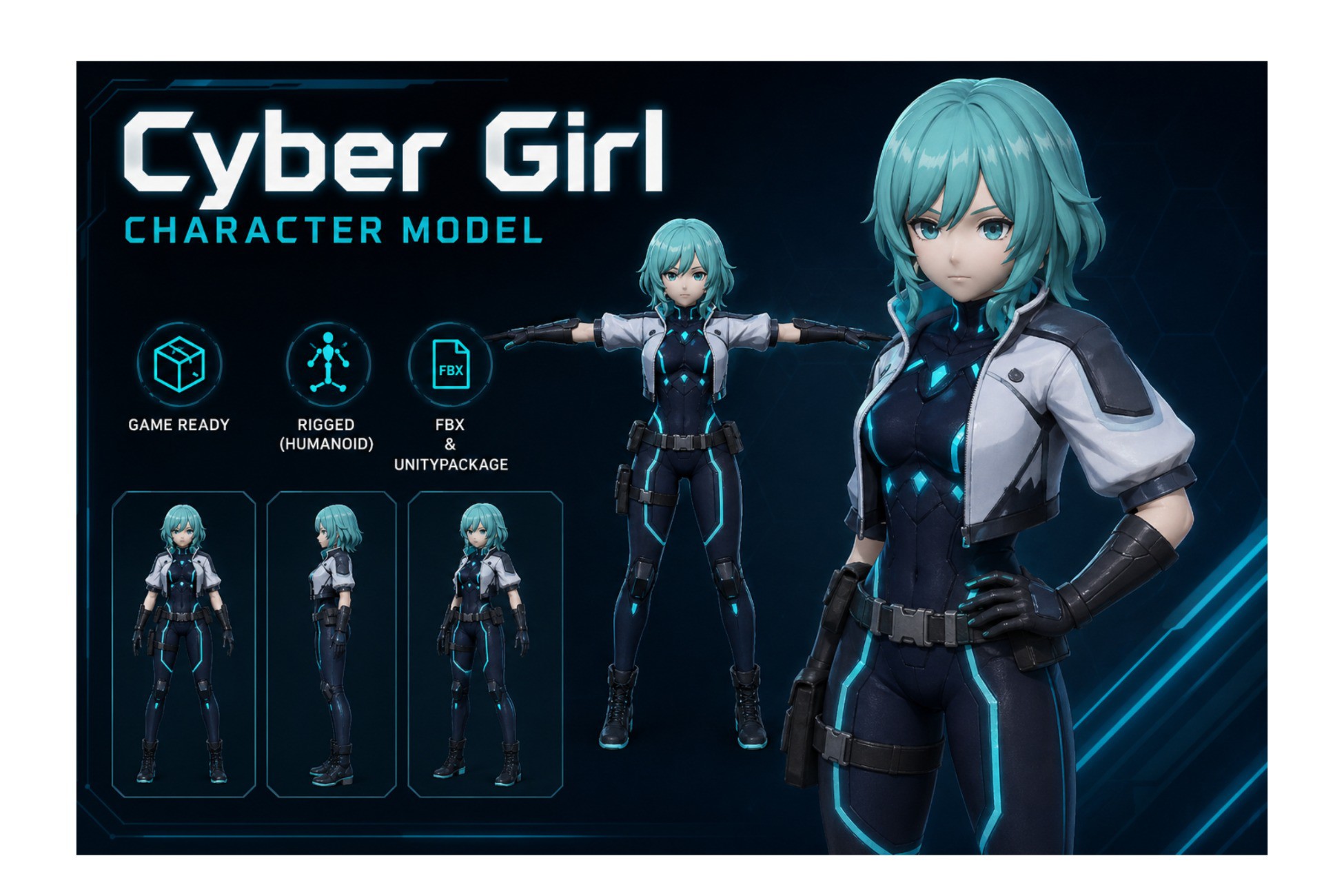 Cyber Girl - Anime 3D Character | 3D Characters | Unity Asset Store
