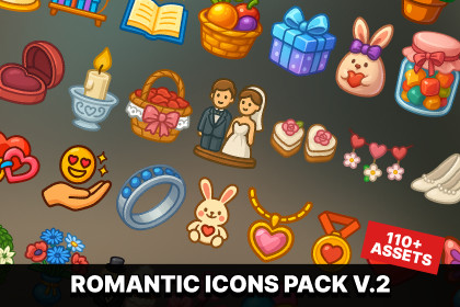 Romantic & Wedding Icons Pack – Love, Marriage, Celebration