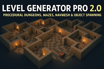 Level Generator Pro 2.0 - Procedural Dungeons, Mazes, NavMesh & Object Spawning