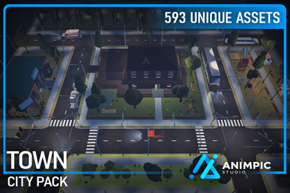 POLY - Town City Modular (SRP, URP, HDRP)