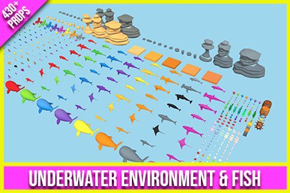 Low Poly Underwater Environment & Fish Pack (430+ Props)
