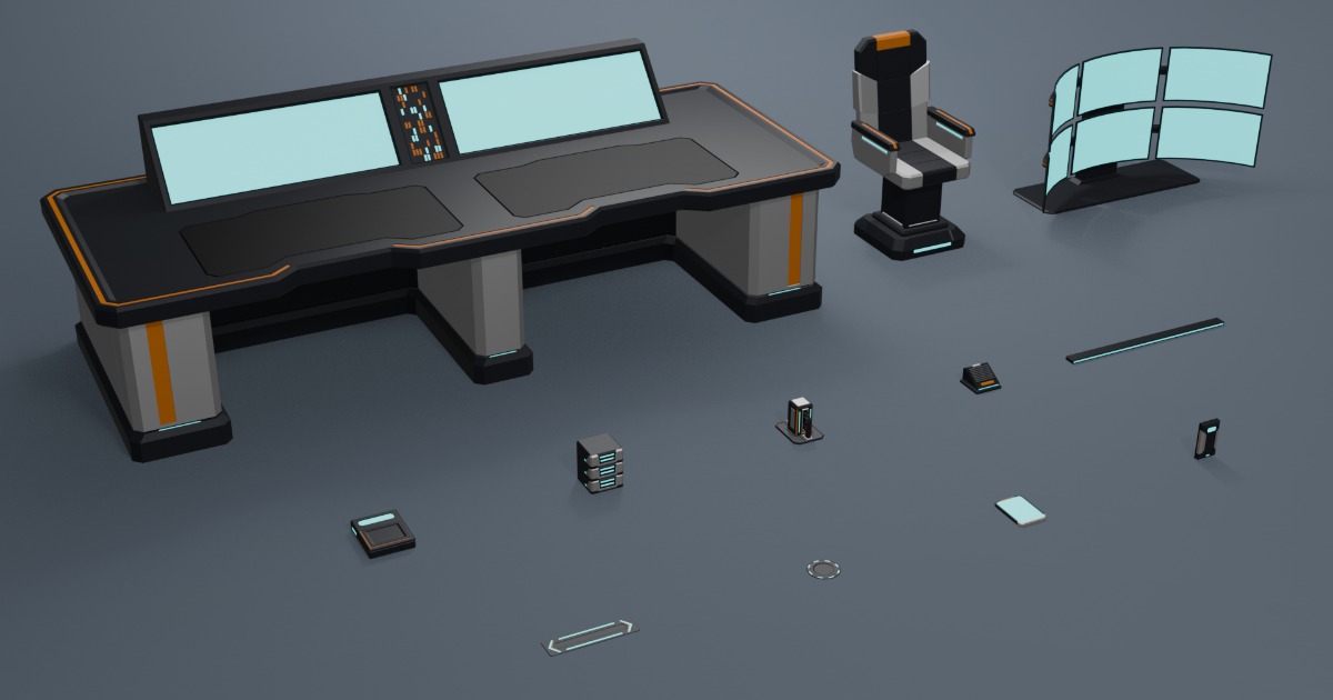 Low Poly Sci-Fi Control Room Core Pack C-002 | 3D Props | Unity Asset Store