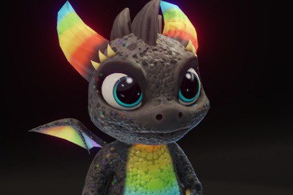 Cartoon Rainbow Baby Dragon 3D Model & 5 Music Tracks & 36 Sound Effects