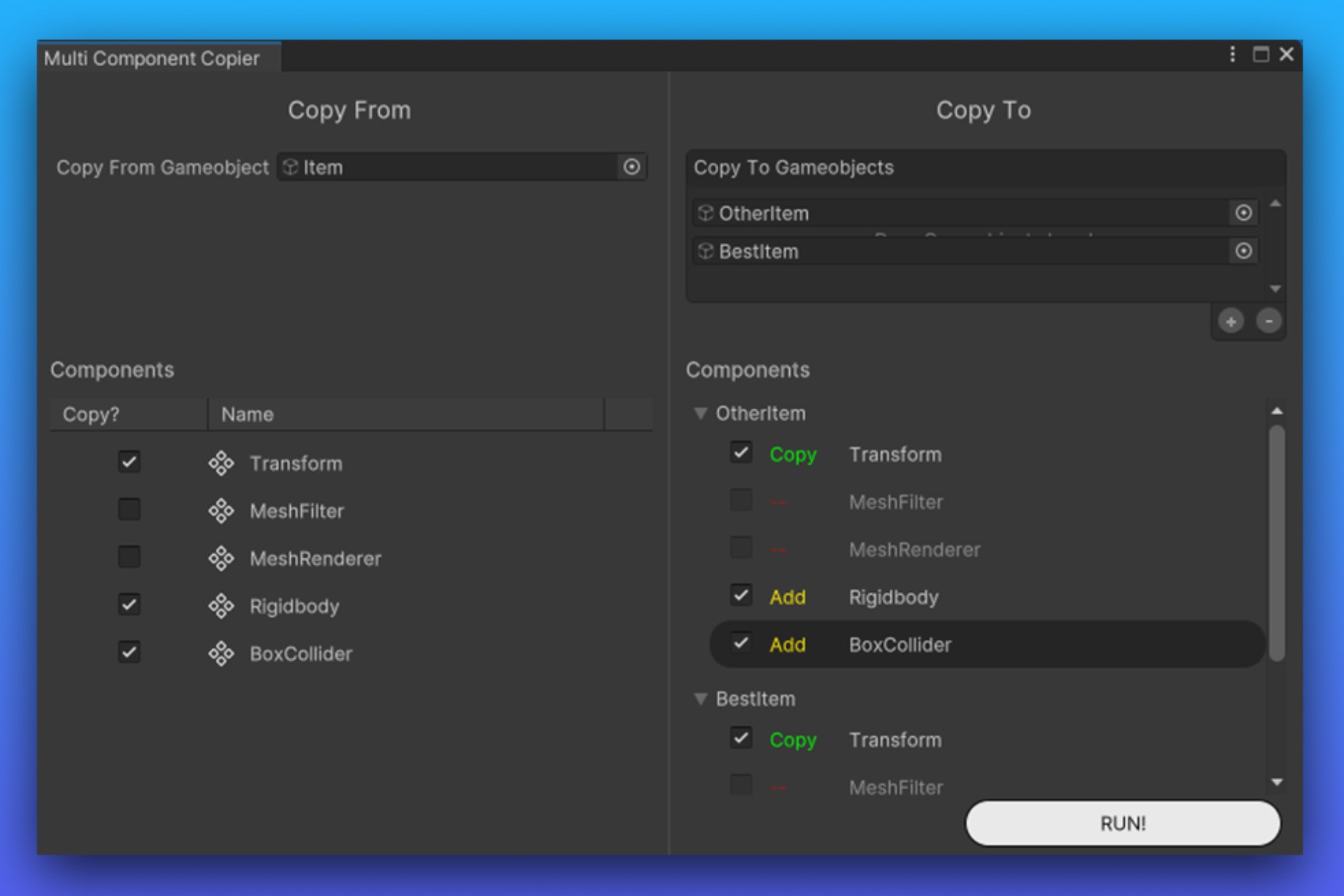 Multi Component Copier | GUI Tools | Unity Asset Store