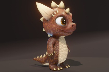 Cartoon Brown Dinosaur 3D Model – Animated Character