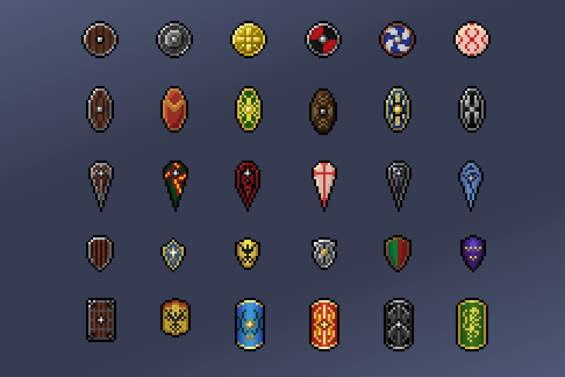 Pixel Medieval Shields | 2D | Unity Asset Store