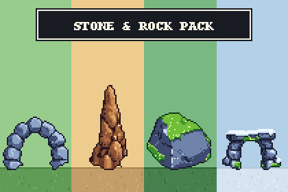 Stone & Rock Pack — Pixel Art Rocks, Arches & Ruins for 16x16 Games