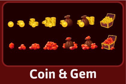 Coin & Gem Treasure Pack – Casual Game Currency Icons