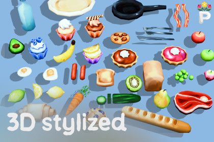 3D Stylized Food & Bakery Items Pack