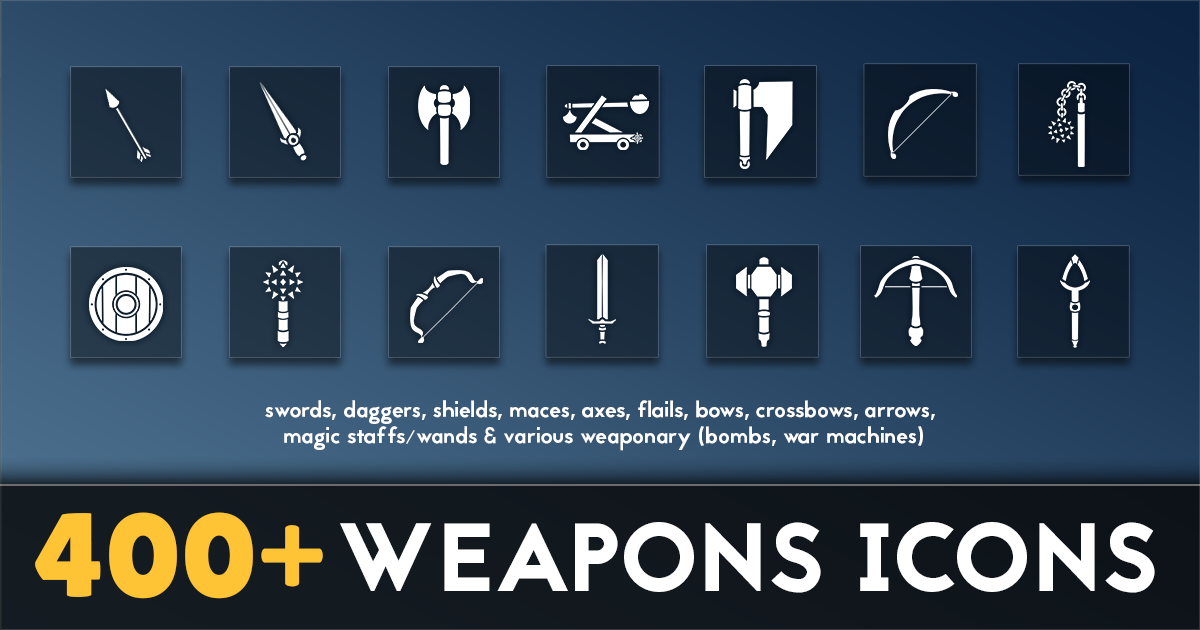 400+ Weapons Flat Icons | 2D Icons | Unity Asset Store