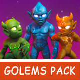 Stylized Elemental Golems – Animated Character Pack