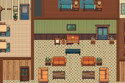 2D top-down pixel-art interior pack