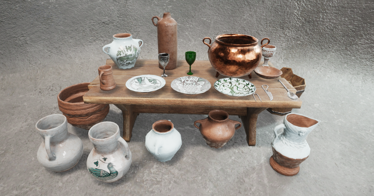 Medieval Kitchen Tableware 3D 소품 Unity Asset Store
