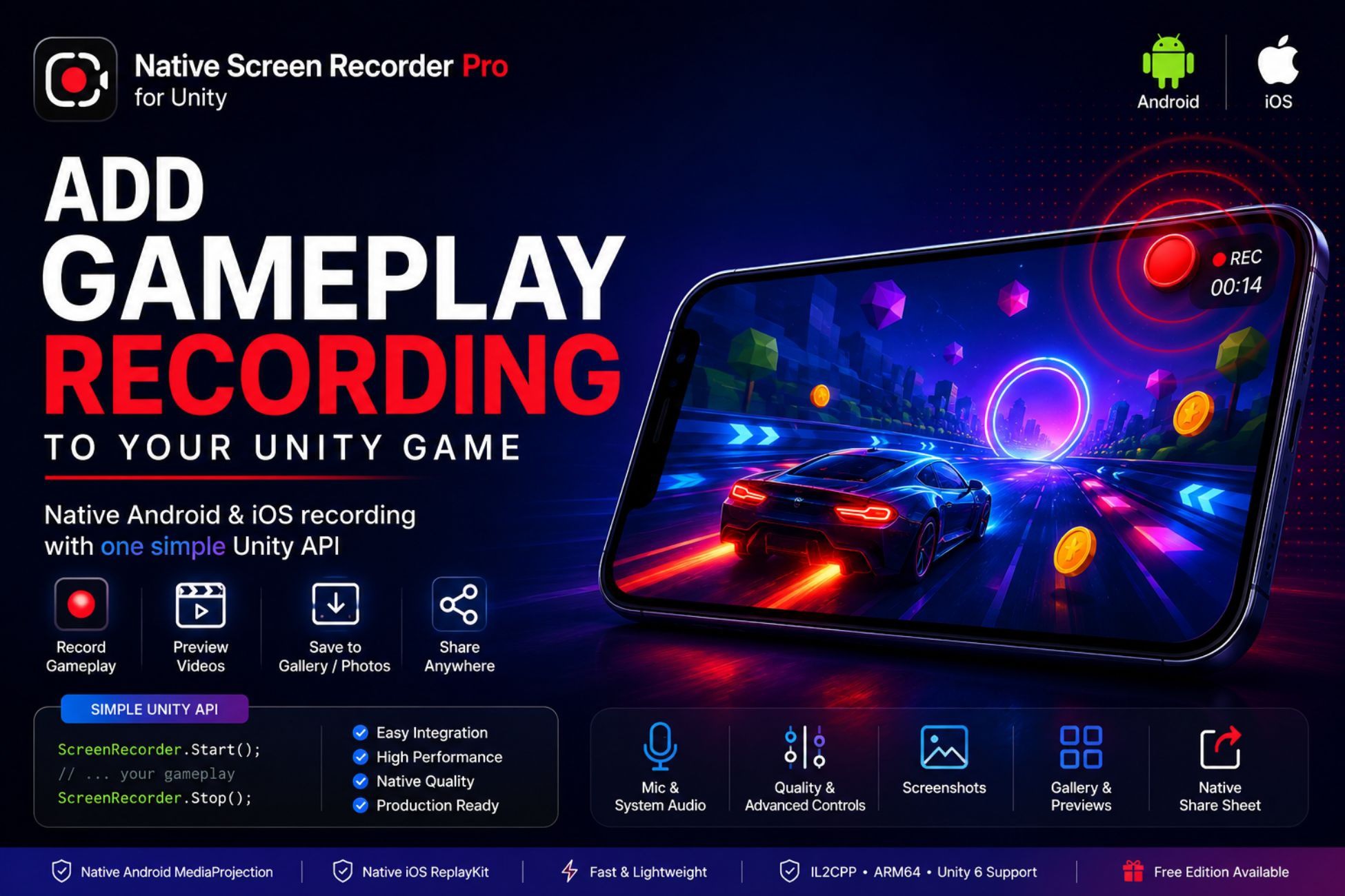 Native Screen Recorder Pro for Unity | Android & iOS Gameplay