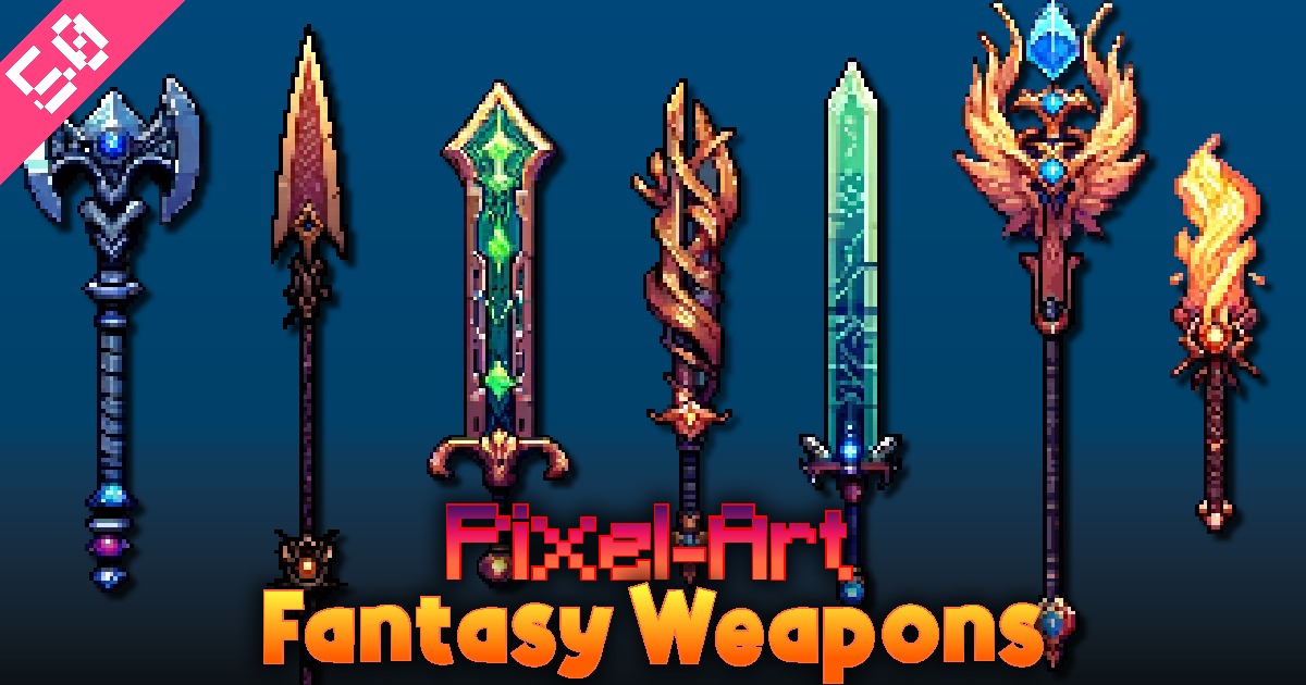 Pixel-Art Fantasy Weapons | 2D Icons | Unity Asset Store