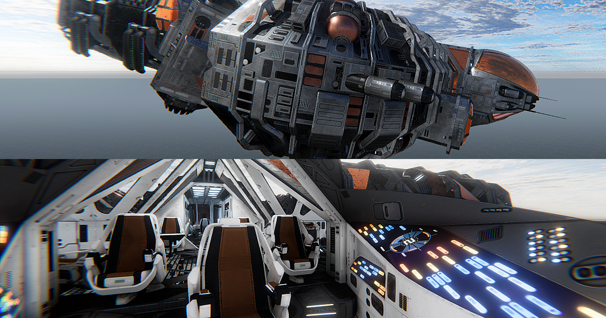 Unity Inside Shuttle Sci-Fi Heavy Station Set SHUTTLE-5 | 3D Space | Unity Asset Store