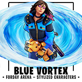 Blue Vortex – Stylized Sci-Fi Shooter Girl