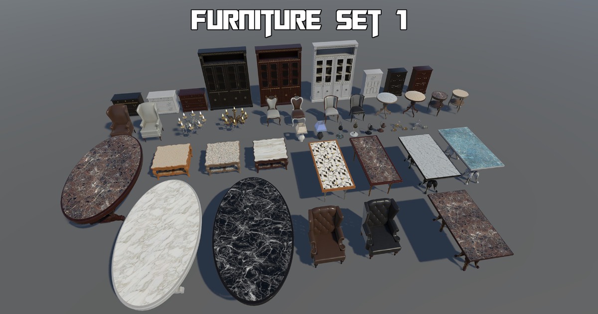Unity Set Diy Furniture Set 1 | 3D Furniture | Unity Asset Store
