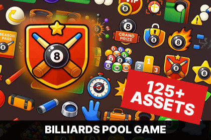 Billiards Pool Game UI Icons Pack for Sports Casual Arcade and Mobile Games