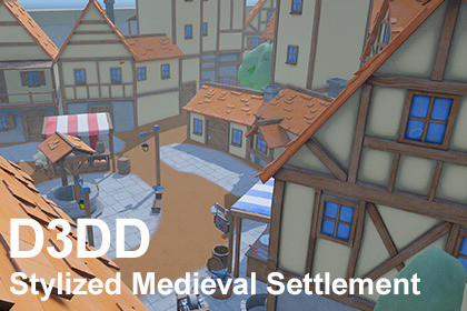 Stylized Medieval Settlement Low Poly