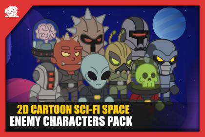 2D Cartoon Sci-Fi Space Enemy Characters