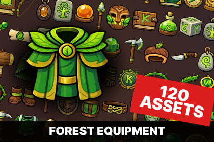 Nature Druid Equipment Relics Forest Magic Icons Pack RPG Strategy Adventure