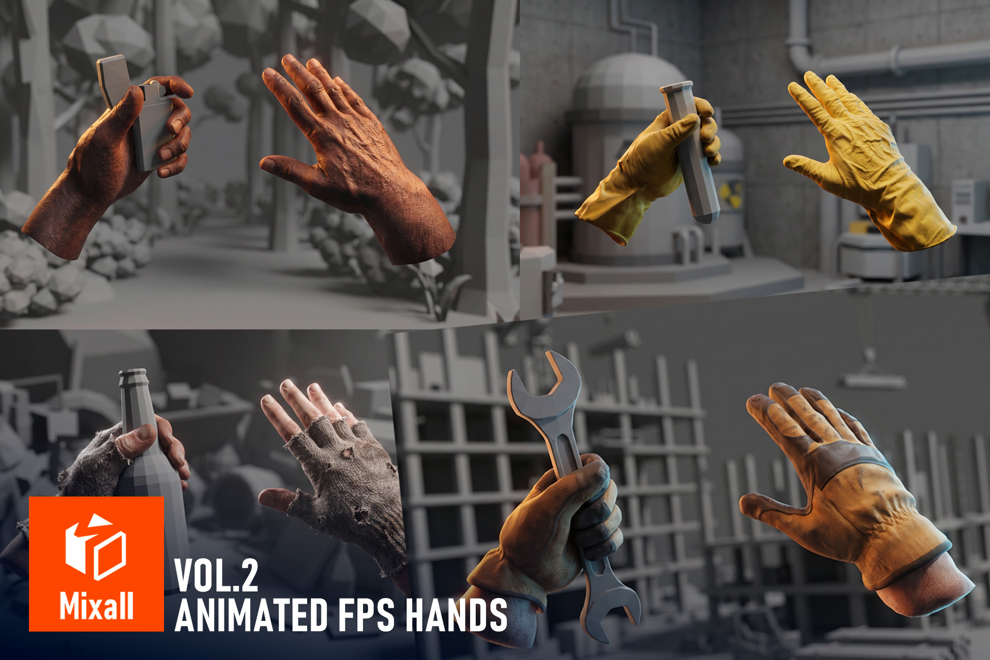 Animated FPS Hands Vol.2