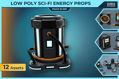 Low Poly Sci-Fi Energy Modules Pack B-001