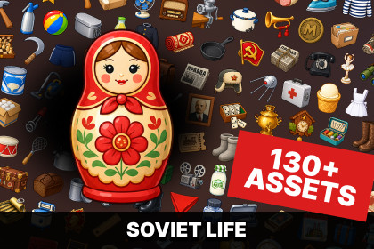 Soviet Union USSR Everyday Life Retro Household Propaganda Icons Pack