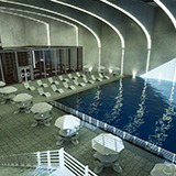 Futuristic Pool Lounge – Luxury Sci-Fi Environment