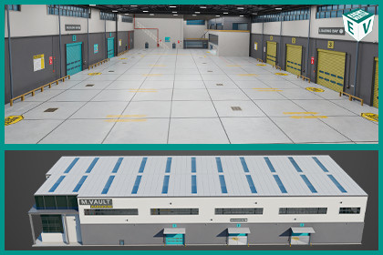 Logistic Cargo Warehouse Interior and Exterior URP HDRP Textures