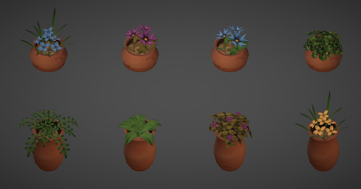 Unity Flowers Stylized Plants in Pots | 3D Flowers | Unity Asset Store